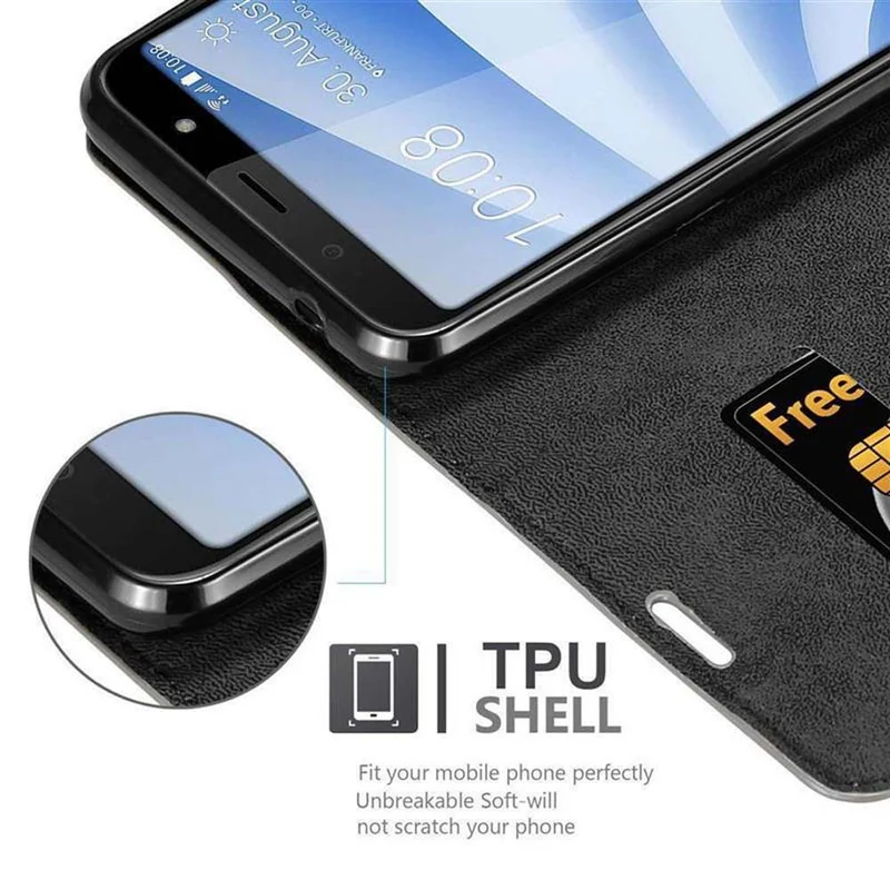 Cadorabo Hülle kompatibel mit HTC U12 LIFE Schutzhülle mit Magnetverschluss, Standfunktion und Kartenfach