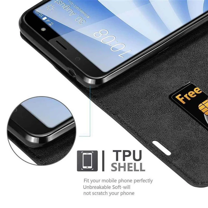 Cadorabo Hülle kompatibel mit HTC U12 LIFE Schutzhülle mit Magnetverschluss, Standfunktion und Kartenfach