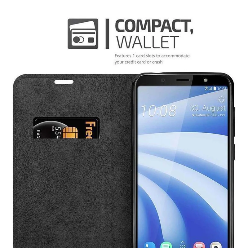 Cadorabo Hülle kompatibel mit HTC U12 LIFE Schutzhülle mit Magnetverschluss, Standfunktion und Kartenfach