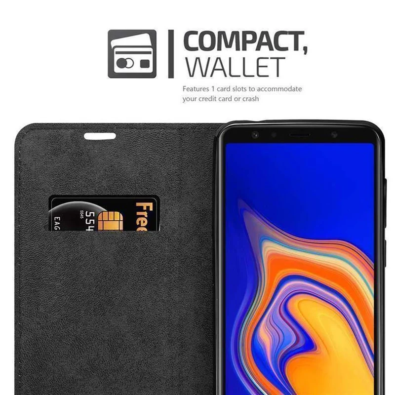 Cadorabo Hülle kompatibel mit Samsung Galaxy A6s Schutzhülle mit Magnetverschluss, Standfunktion und Kartenfach