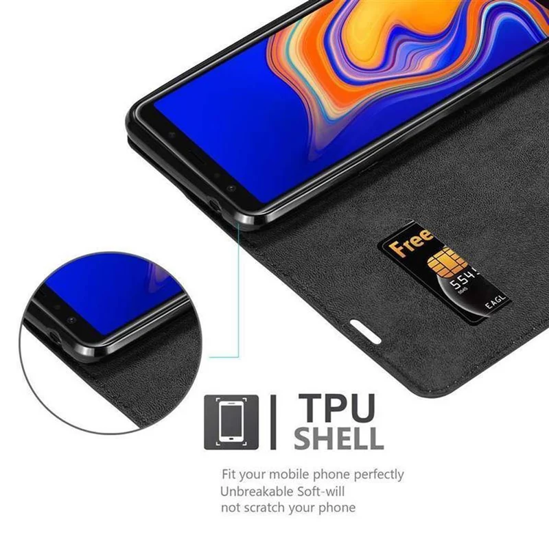 Cadorabo Hülle kompatibel mit Samsung Galaxy A6s Schutzhülle mit Magnetverschluss, Standfunktion und Kartenfach