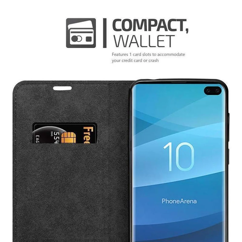 Cadorabo Hülle kompatibel mit Samsung Galaxy S10 PLUS Schutzhülle mit Magnetverschluss, Standfunktion und Kartenfach