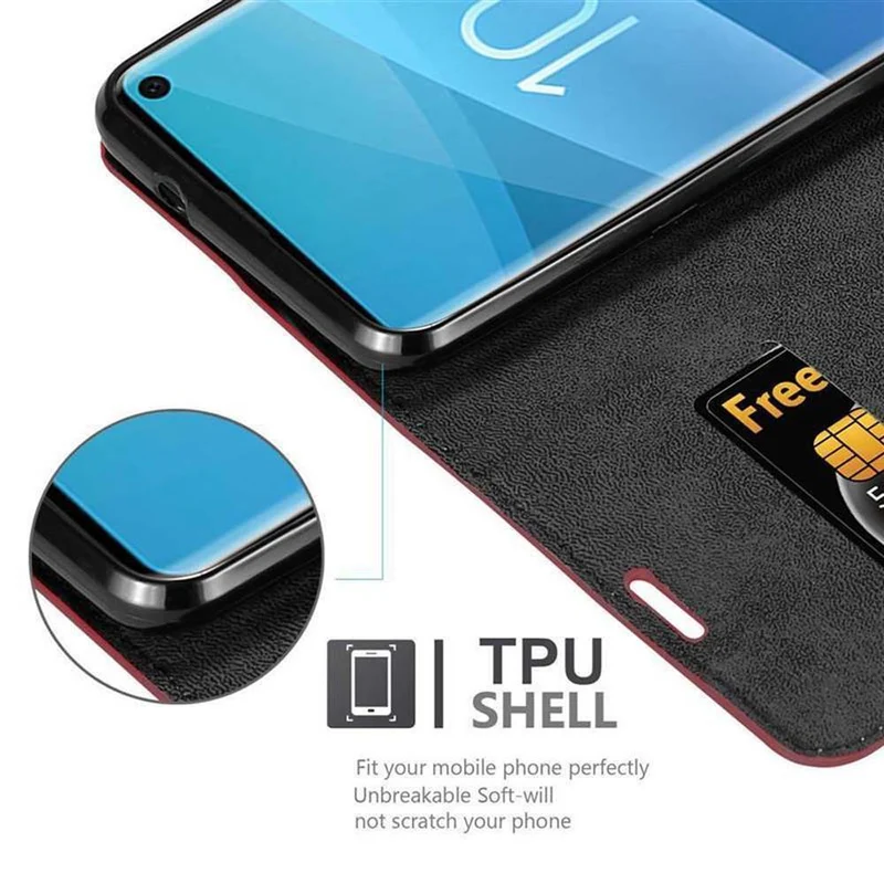 Cadorabo Hülle kompatibel mit Samsung Galaxy S10 4G Schutzhülle mit Magnetverschluss, Standfunktion und Kartenfach