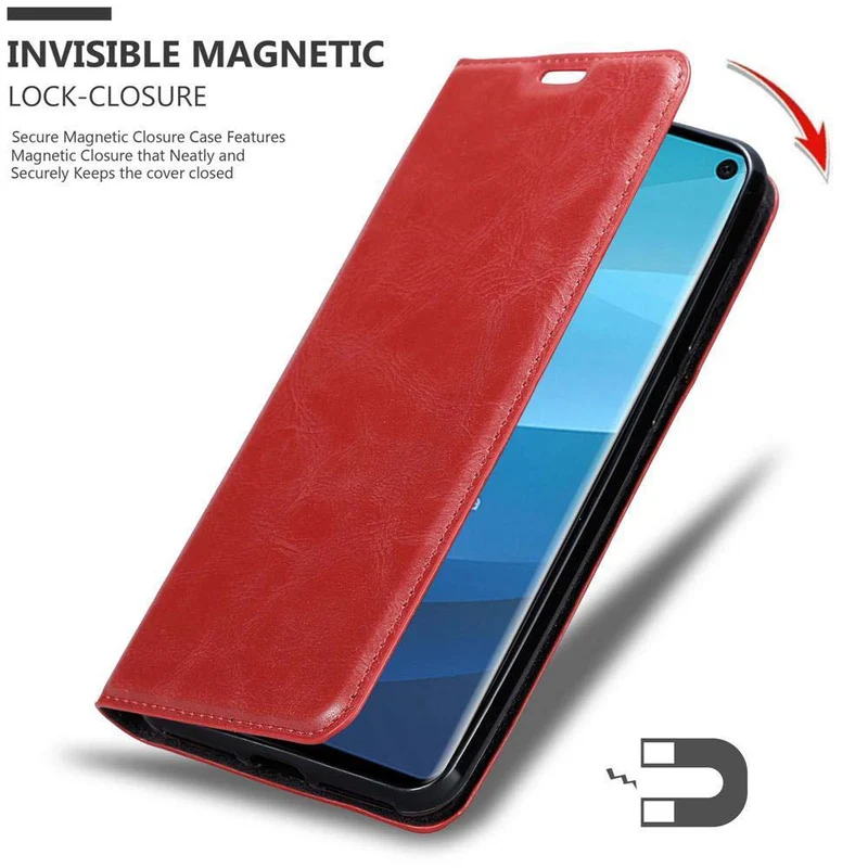 Cadorabo Hülle kompatibel mit Samsung Galaxy S10 4G Schutzhülle mit Magnetverschluss, Standfunktion und Kartenfach