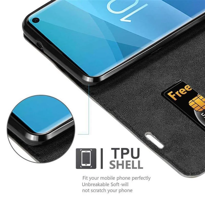Cadorabo Hülle kompatibel mit Samsung Galaxy S10 4G Schutzhülle mit Magnetverschluss, Standfunktion und Kartenfach