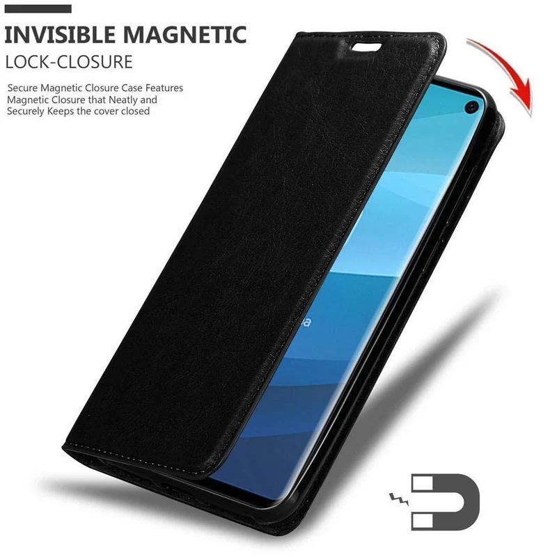 Cadorabo Hülle kompatibel mit Samsung Galaxy S10 4G Schutzhülle mit Magnetverschluss, Standfunktion und Kartenfach