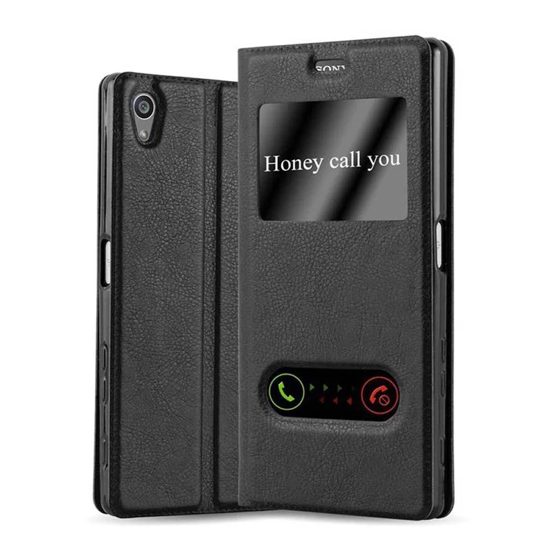Cadorabo Hülle kompatibel mit Sony Xperia Z5 PREMIUM Schutzhülle mit Magnetverschluss, Standfunktion und 2 Sichtfenstern