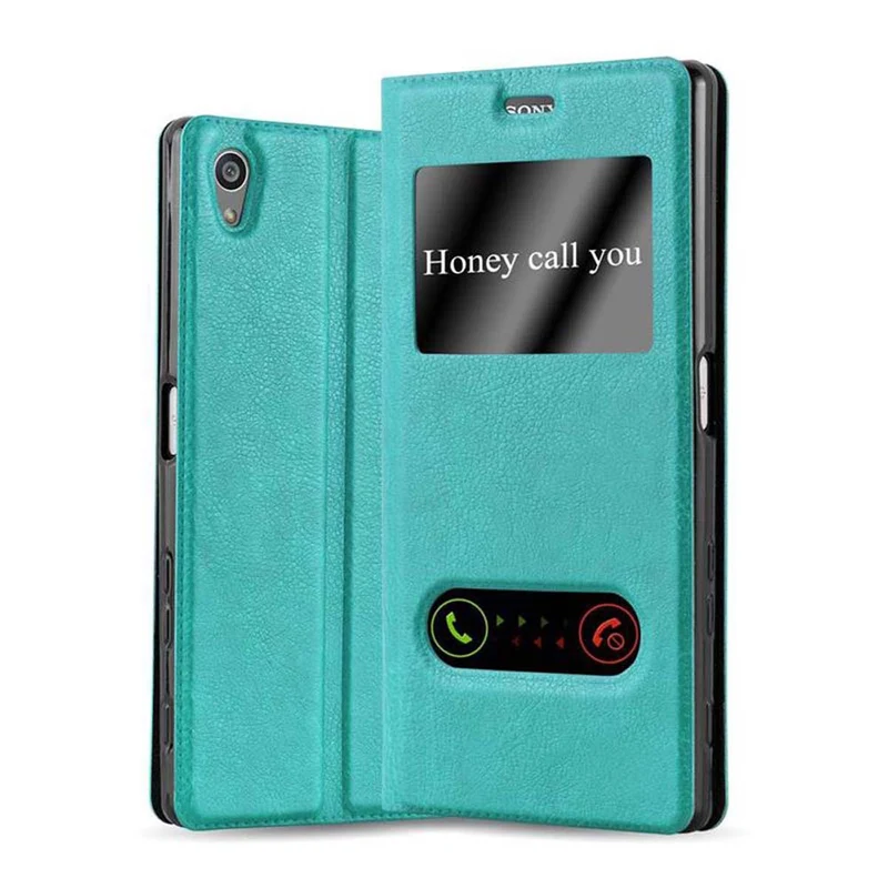 Cadorabo Hülle kompatibel mit Sony Xperia Z5 PREMIUM Schutzhülle mit Magnetverschluss, Standfunktion und 2 Sichtfenstern