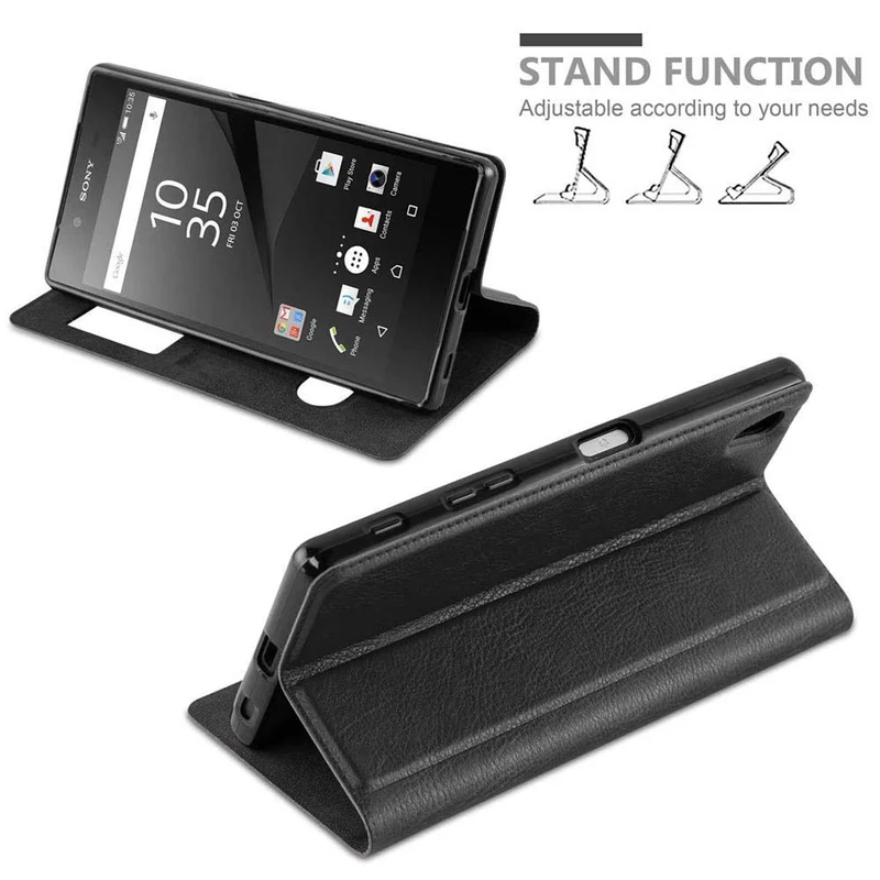 Cadorabo Hülle kompatibel mit Sony Xperia Z5 PREMIUM Schutzhülle mit Magnetverschluss, Standfunktion und 2 Sichtfenstern