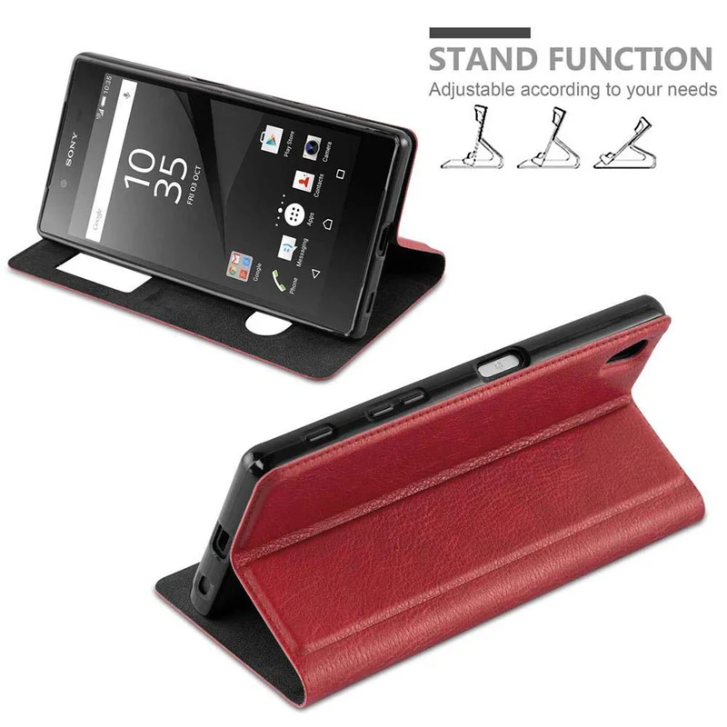 Cadorabo Hülle kompatibel mit Sony Xperia Z5 PREMIUM Schutzhülle mit Magnetverschluss, Standfunktion und 2 Sichtfenstern