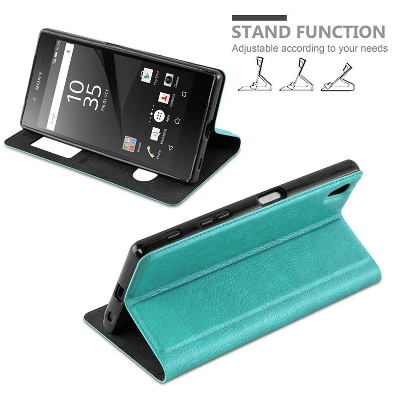 Cadorabo Hülle kompatibel mit Sony Xperia Z5 PREMIUM Schutzhülle mit Magnetverschluss, Standfunktion und 2 Sichtfenstern