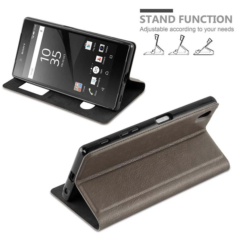 Cadorabo Hülle kompatibel mit Sony Xperia Z5 PREMIUM Schutzhülle mit Magnetverschluss, Standfunktion und 2 Sichtfenstern