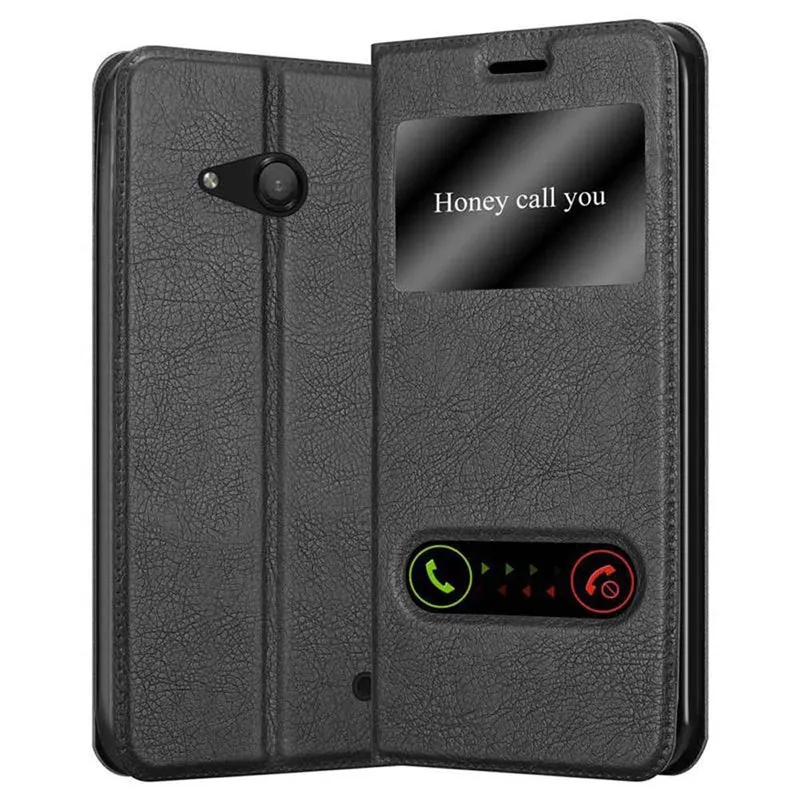 Cadorabo Hülle kompatibel mit Nokia Lumia 550 Schutzhülle mit Magnetverschluss, Standfunktion und 2 Sichtfenstern