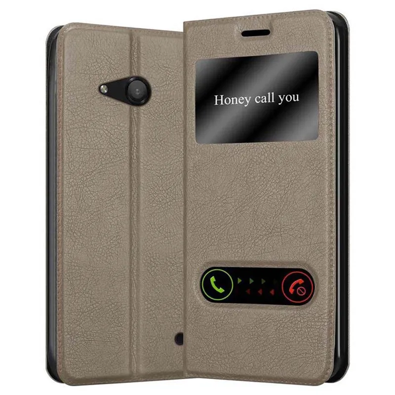 Cadorabo Hülle kompatibel mit Nokia Lumia 550 Schutzhülle mit Magnetverschluss, Standfunktion und 2 Sichtfenstern