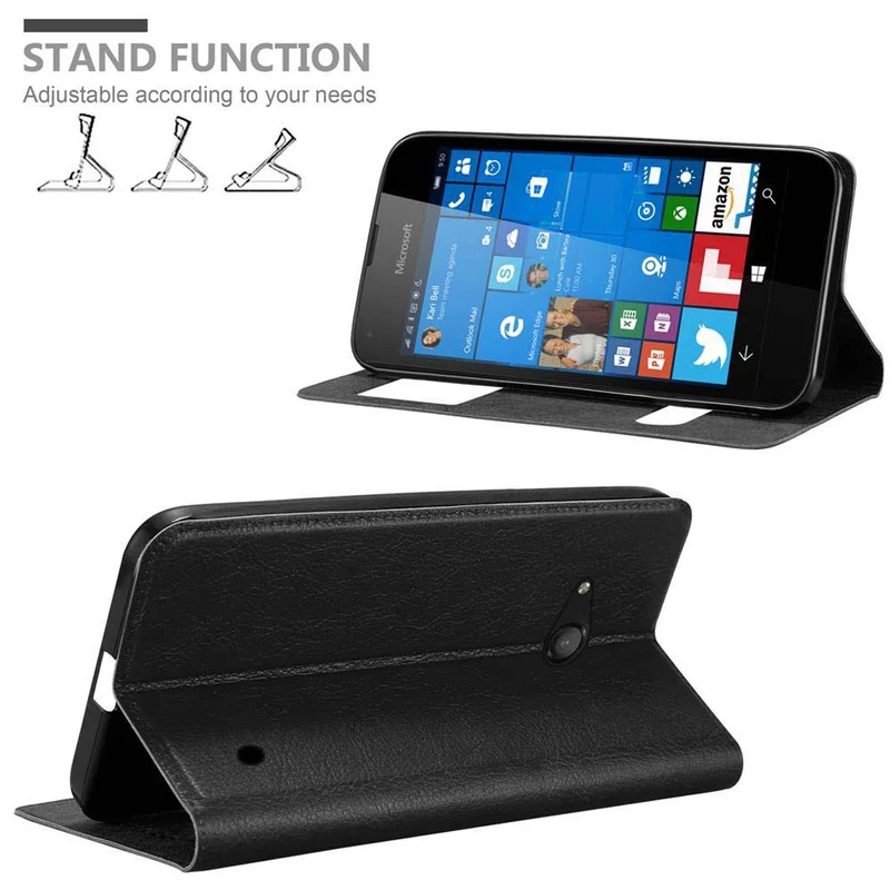 Cadorabo Hülle kompatibel mit Nokia Lumia 550 Schutzhülle mit Magnetverschluss, Standfunktion und 2 Sichtfenstern