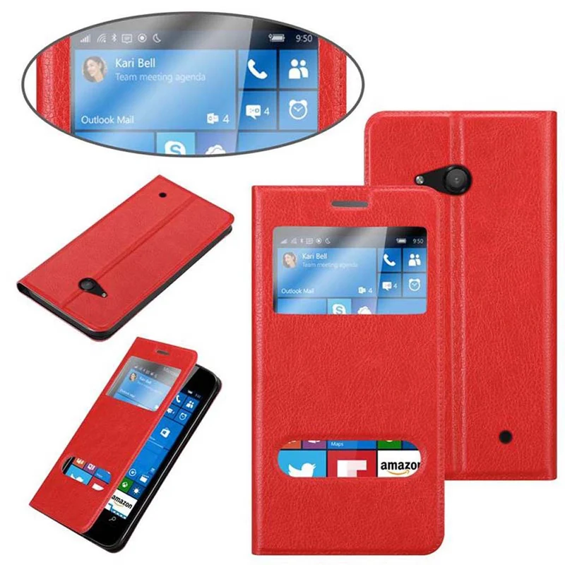 Cadorabo Hülle kompatibel mit Nokia Lumia 550 Schutzhülle mit Magnetverschluss, Standfunktion und 2 Sichtfenstern