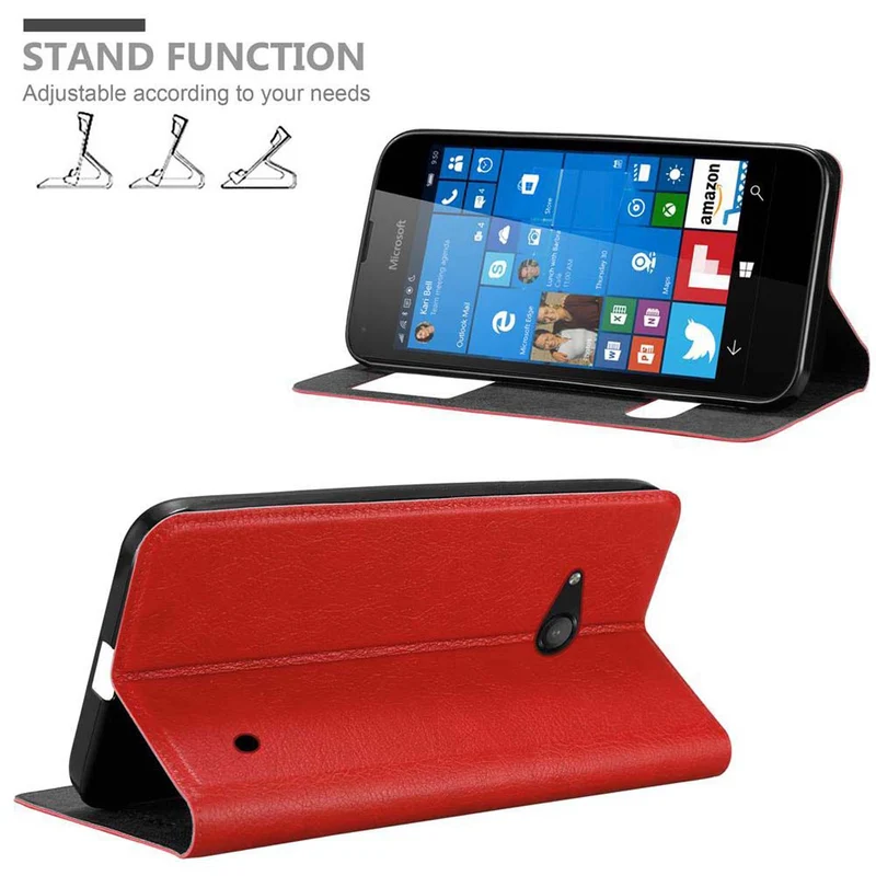 Cadorabo Hülle kompatibel mit Nokia Lumia 550 Schutzhülle mit Magnetverschluss, Standfunktion und 2 Sichtfenstern