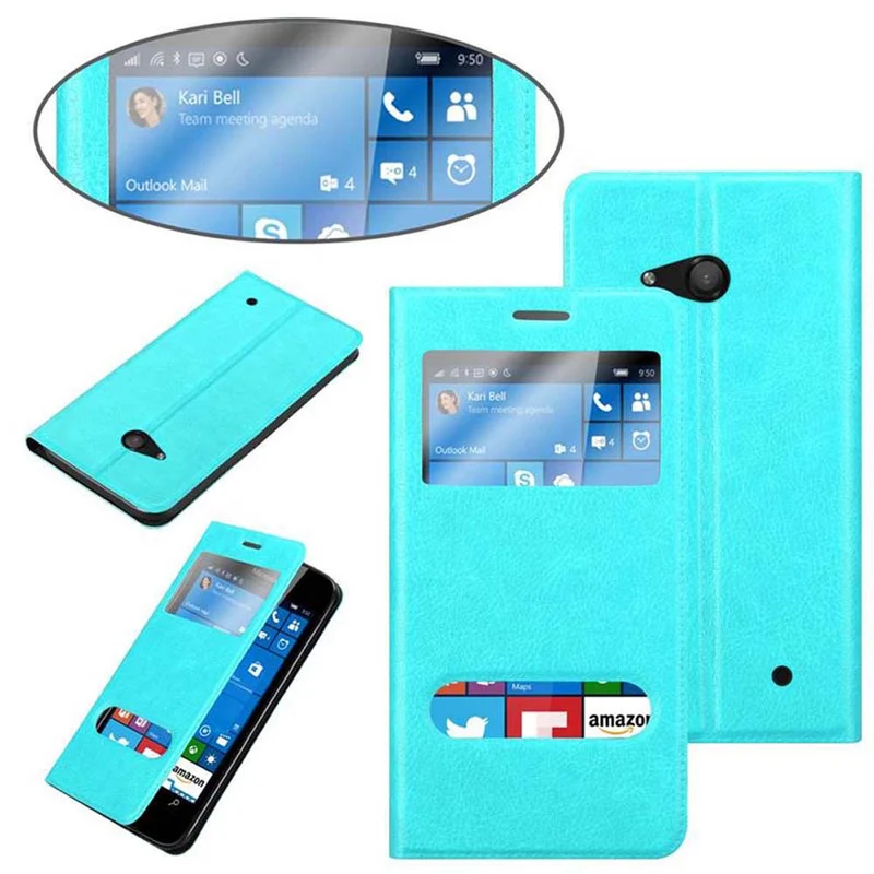 Cadorabo Hülle kompatibel mit Nokia Lumia 550 Schutzhülle mit Magnetverschluss, Standfunktion und 2 Sichtfenstern