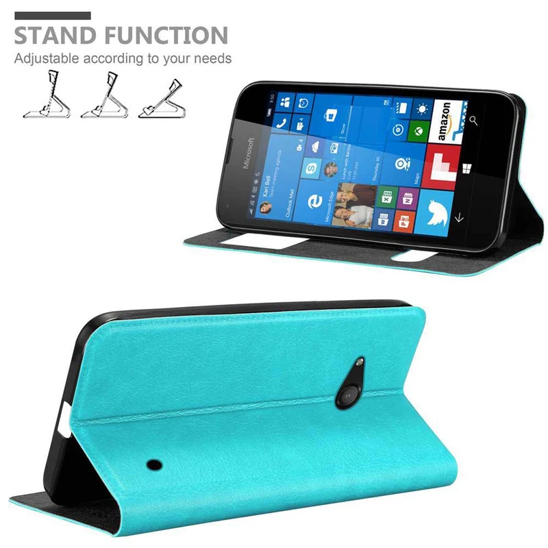 Cadorabo Hülle kompatibel mit Nokia Lumia 550 Schutzhülle mit Magnetverschluss, Standfunktion und 2 Sichtfenstern