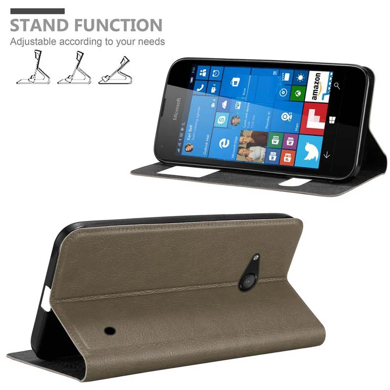 Cadorabo Hülle kompatibel mit Nokia Lumia 550 Schutzhülle mit Magnetverschluss, Standfunktion und 2 Sichtfenstern