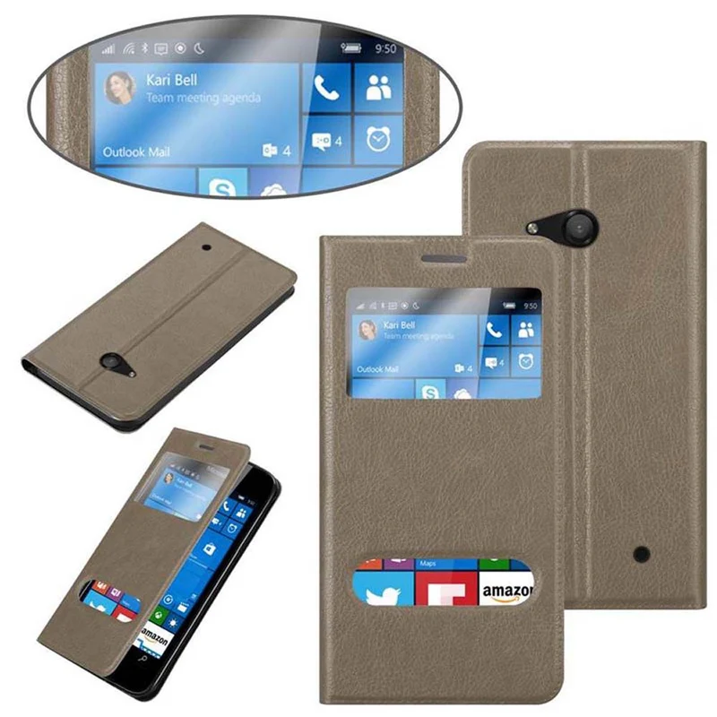 Cadorabo Hülle kompatibel mit Nokia Lumia 550 Schutzhülle mit Magnetverschluss, Standfunktion und 2 Sichtfenstern