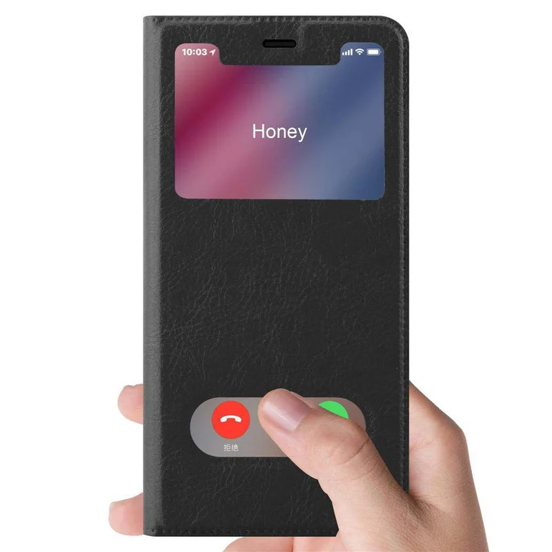 Cadorabo Hülle kompatibel mit Apple iPhone XR Schutzhülle mit Magnetverschluss, Standfunktion und 2 Sichtfenstern