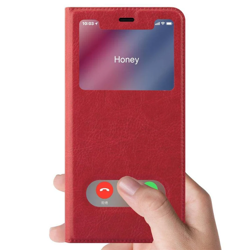 Cadorabo Hülle kompatibel mit Apple iPhone XR Schutzhülle mit Magnetverschluss, Standfunktion und 2 Sichtfenstern