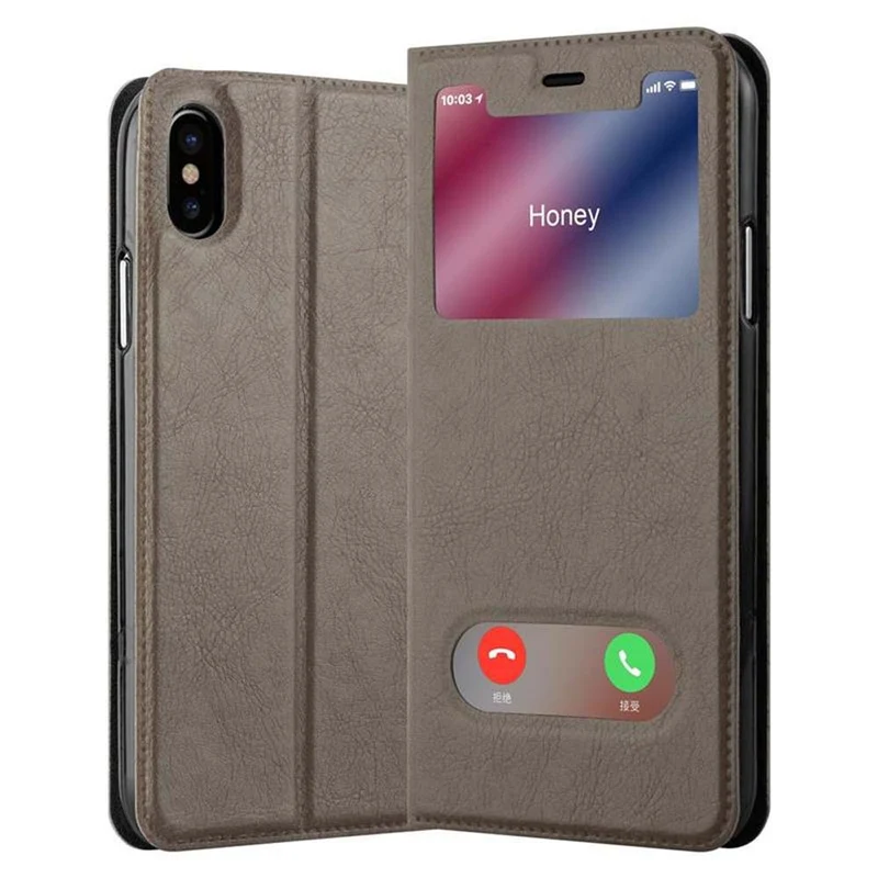 Cadorabo Hülle kompatibel mit Apple iPhone XS MAX Schutzhülle mit Magnetverschluss, Standfunktion und 2 Sichtfenstern