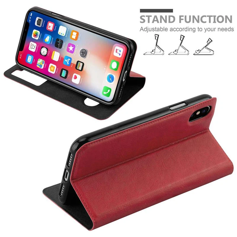 Cadorabo Hülle kompatibel mit Apple iPhone XS MAX Schutzhülle mit Magnetverschluss, Standfunktion und 2 Sichtfenstern