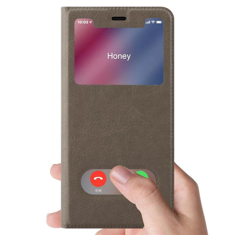 Cadorabo Hülle kompatibel mit Apple iPhone XS MAX Schutzhülle mit Magnetverschluss, Standfunktion und 2 Sichtfenstern