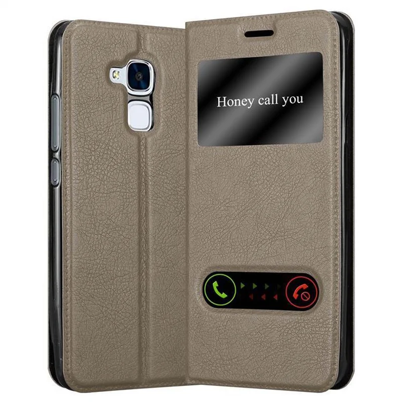 Cadorabo Hülle kompatibel mit Honor 5C Schutzhülle mit Magnetverschluss, Standfunktion und 2 Sichtfenstern