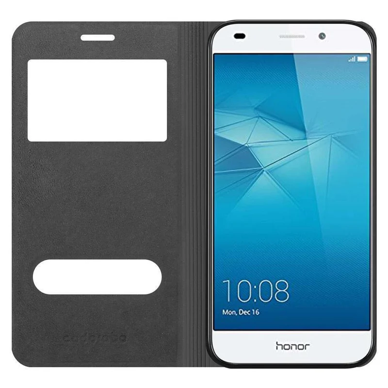 Cadorabo Hülle kompatibel mit Honor 5C Schutzhülle mit Magnetverschluss, Standfunktion und 2 Sichtfenstern