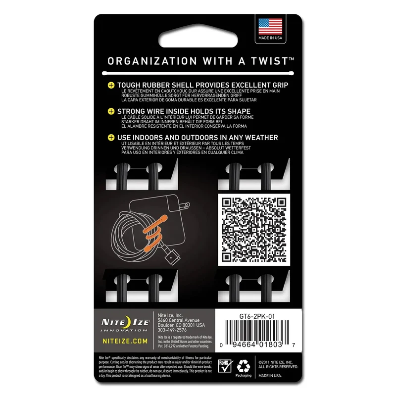 Gear Tie Original Gr.6 schwarz 2er Pack