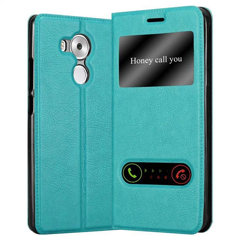 Cadorabo Hülle kompatibel mit Huawei MATE 8 Schutzhülle mit Magnetverschluss, Standfunktion und 2 Sichtfenstern