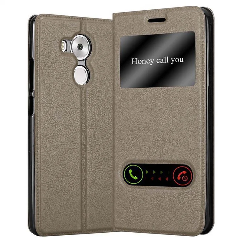 Cadorabo Hülle kompatibel mit Huawei MATE 8 Schutzhülle mit Magnetverschluss, Standfunktion und 2 Sichtfenstern