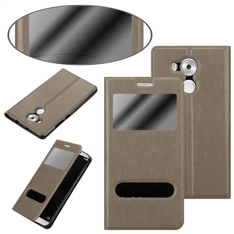 Cadorabo Hülle kompatibel mit Huawei MATE 8 Schutzhülle mit Magnetverschluss, Standfunktion und 2 Sichtfenstern