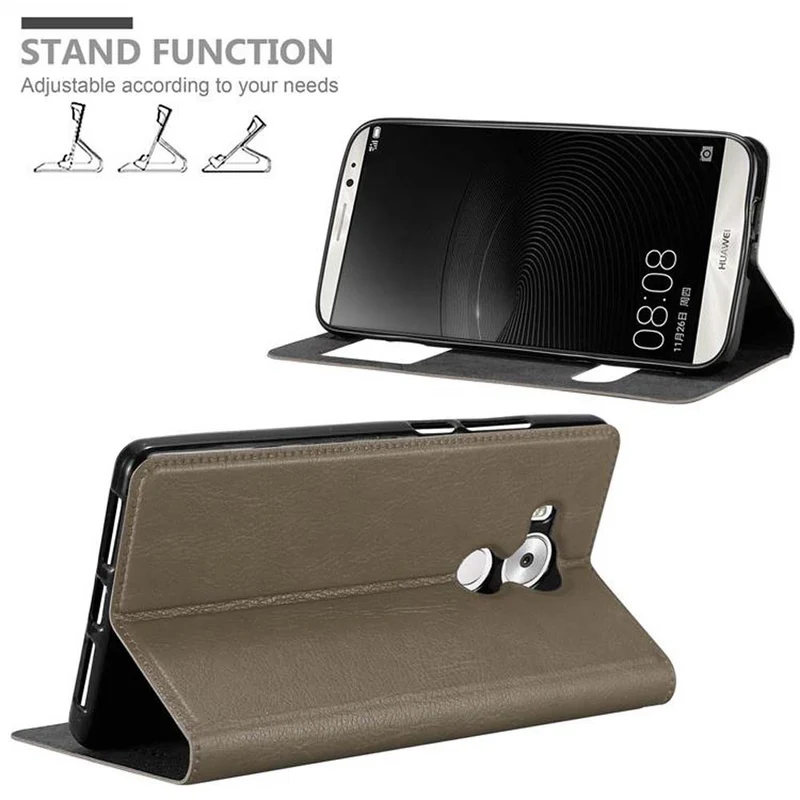 Cadorabo Hülle kompatibel mit Huawei MATE 8 Schutzhülle mit Magnetverschluss, Standfunktion und 2 Sichtfenstern