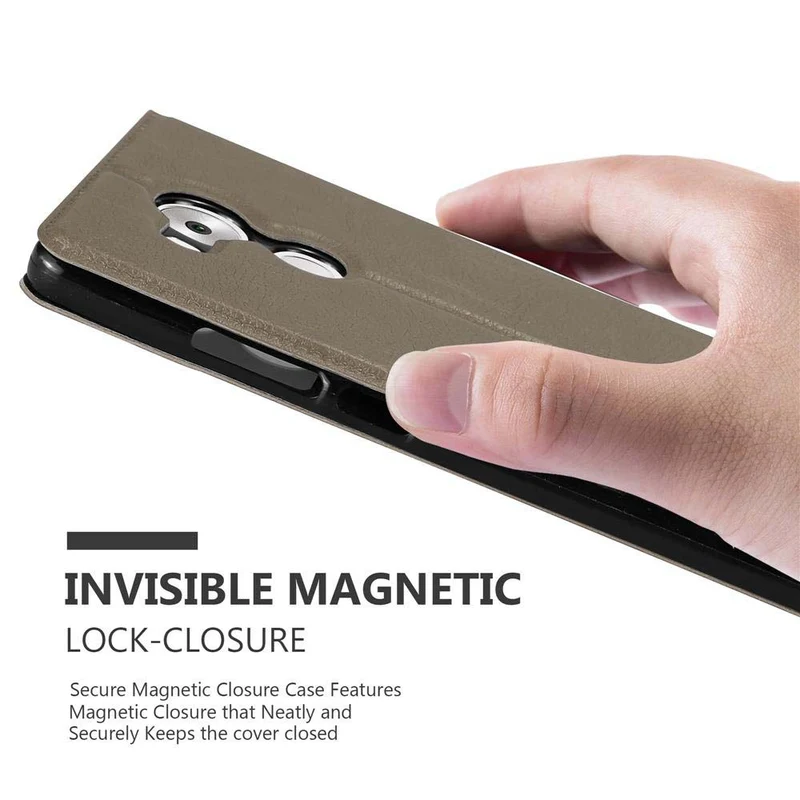 Cadorabo Hülle kompatibel mit Huawei MATE 8 Schutzhülle mit Magnetverschluss, Standfunktion und 2 Sichtfenstern