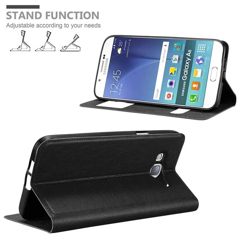 Cadorabo Hülle kompatibel mit Samsung Galaxy A8 2015 Schutzhülle mit Magnetverschluss, Standfunktion und 2 Sichtfenstern