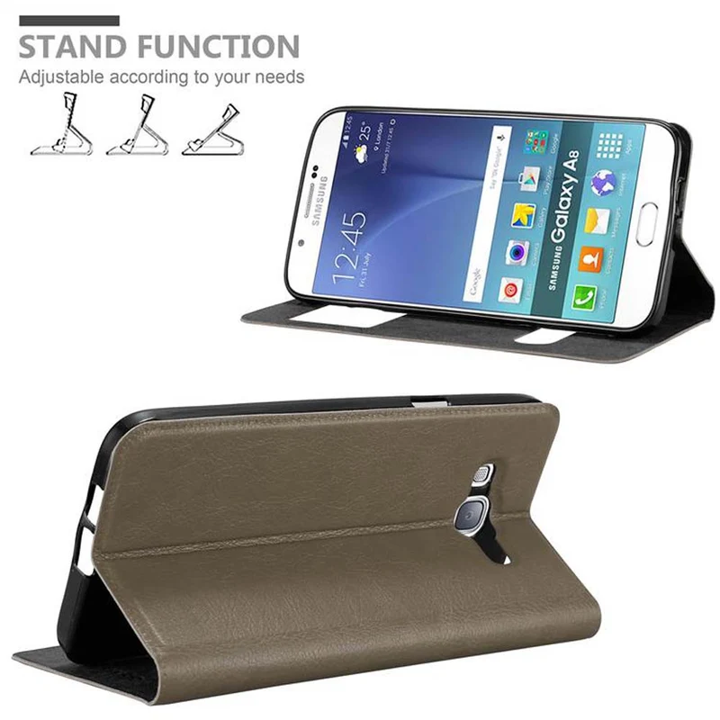 Cadorabo Hülle kompatibel mit Samsung Galaxy A8 2015 Schutzhülle mit Magnetverschluss, Standfunktion und 2 Sichtfenstern