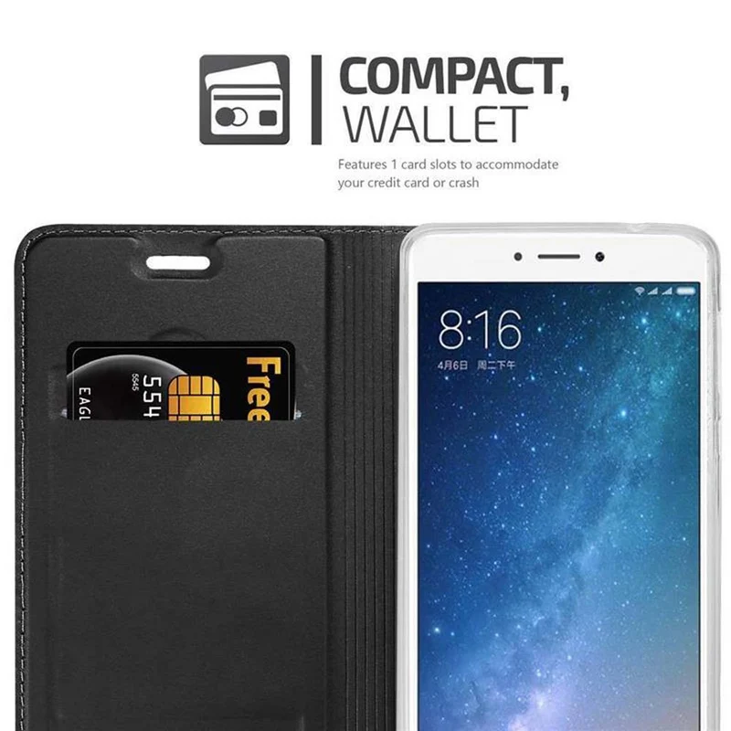 Cadorabo Hülle kompatibel mit Xiaomi Mi MAX 2 Schutzhülle mit Magnetverschluss, Standfunktion und Kartenfach