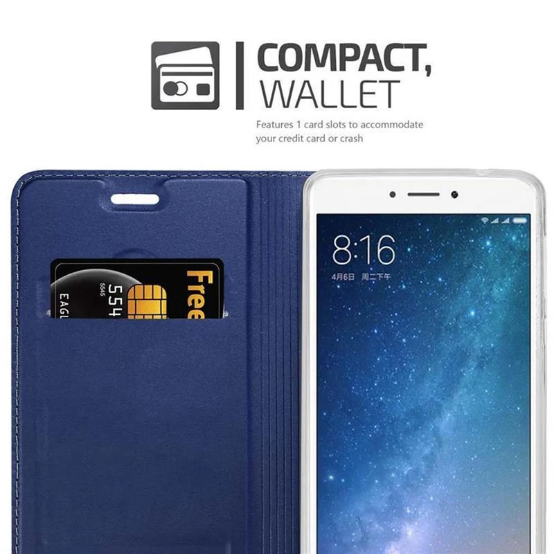 Cadorabo Hülle kompatibel mit Xiaomi Mi MAX 2 Schutzhülle mit Magnetverschluss, Standfunktion und Kartenfach