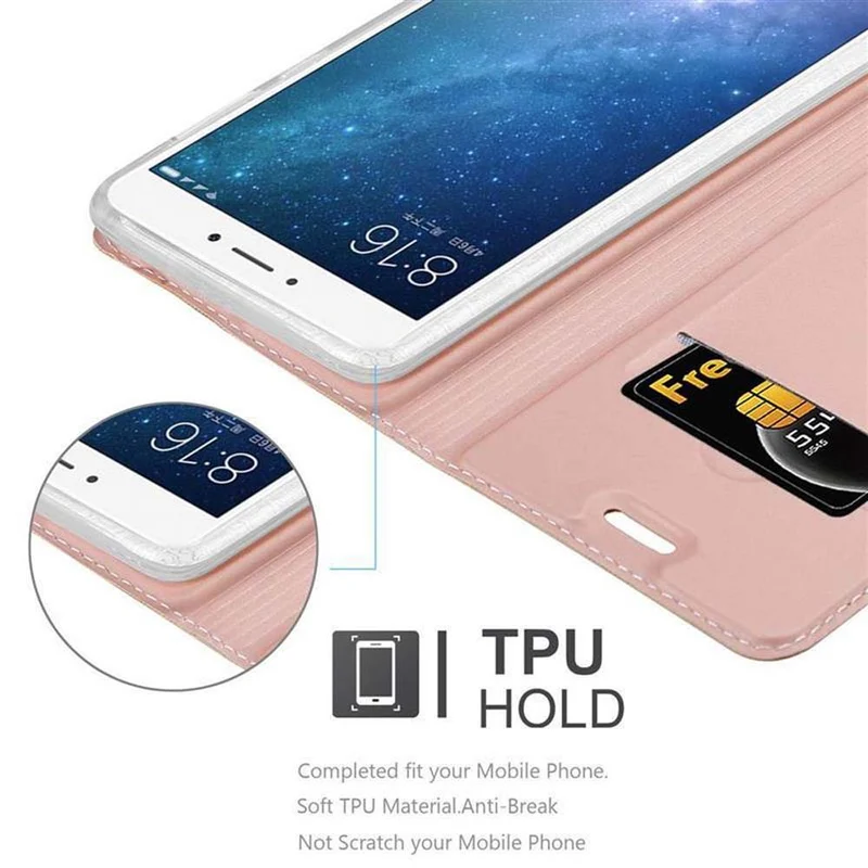 Cadorabo Hülle kompatibel mit Xiaomi Mi MAX 2 Schutzhülle mit Magnetverschluss, Standfunktion und Kartenfach