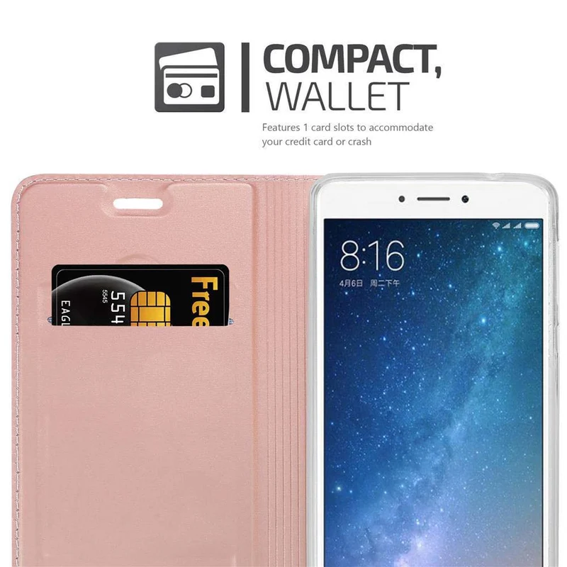 Cadorabo Hülle kompatibel mit Xiaomi Mi MAX 2 Schutzhülle mit Magnetverschluss, Standfunktion und Kartenfach