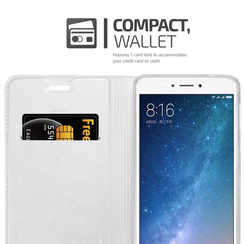 Cadorabo Hülle kompatibel mit Xiaomi Mi MAX 2 Schutzhülle mit Magnetverschluss, Standfunktion und Kartenfach