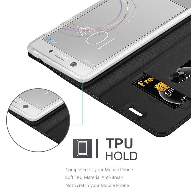 Cadorabo Hülle kompatibel mit Sony Xperia XZ1 COMPACT Schutzhülle mit Magnetverschluss, Standfunktion und Kartenfach