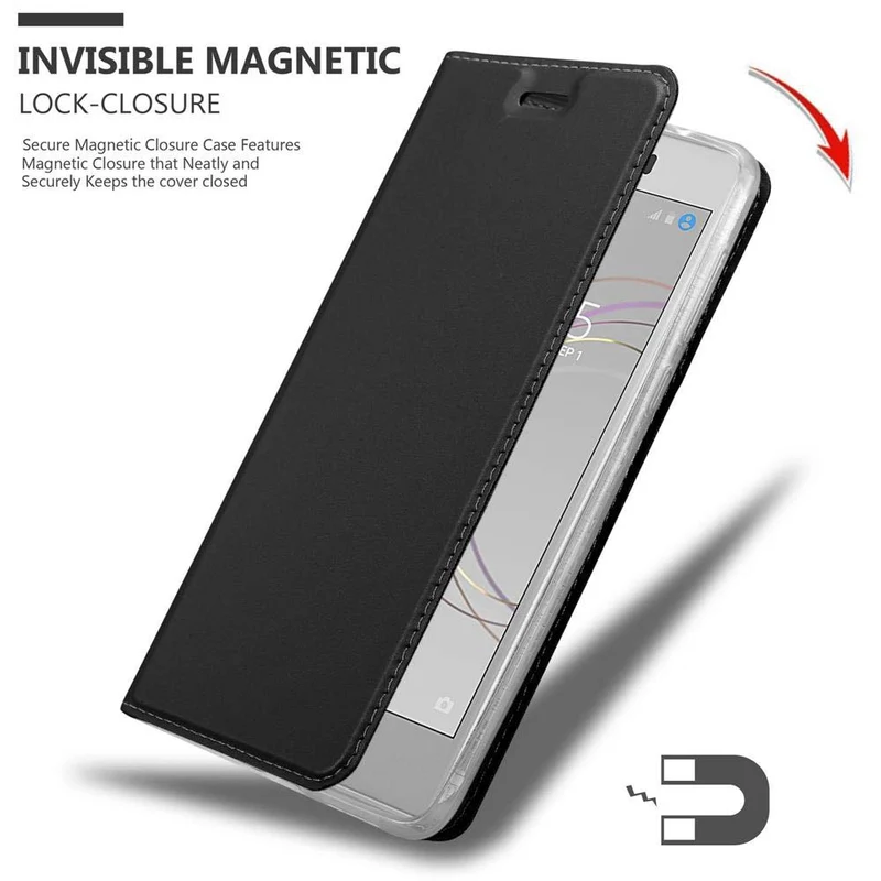 Cadorabo Hülle kompatibel mit Sony Xperia XZ1 COMPACT Schutzhülle mit Magnetverschluss, Standfunktion und Kartenfach