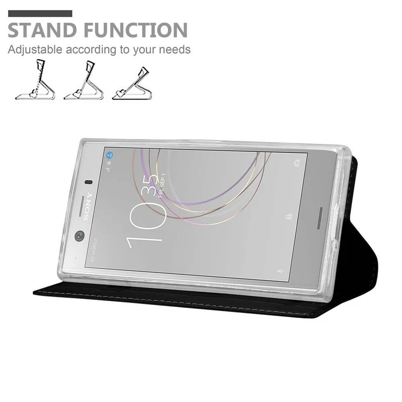 Cadorabo Hülle kompatibel mit Sony Xperia XZ1 COMPACT Schutzhülle mit Magnetverschluss, Standfunktion und Kartenfach