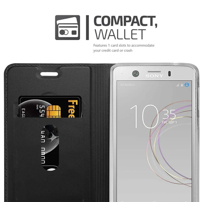 Cadorabo Hülle kompatibel mit Sony Xperia XZ1 COMPACT Schutzhülle mit Magnetverschluss, Standfunktion und Kartenfach