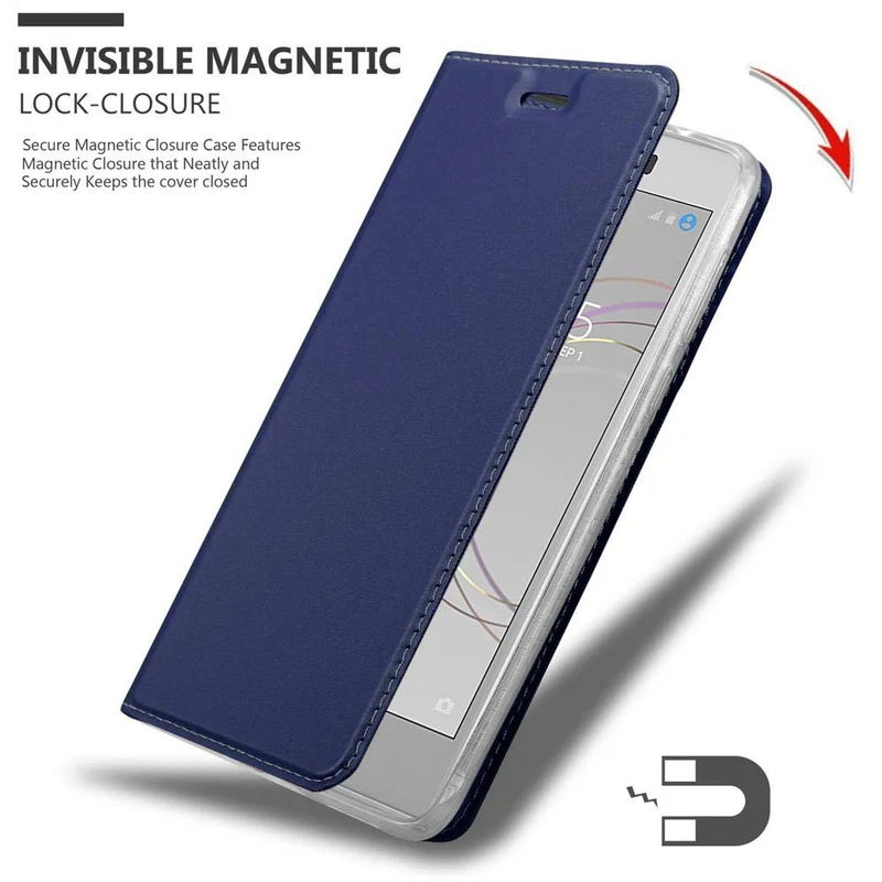 Cadorabo Hülle kompatibel mit Sony Xperia XZ1 COMPACT Schutzhülle mit Magnetverschluss, Standfunktion und Kartenfach